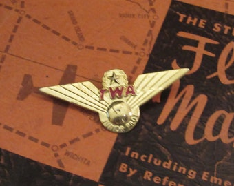 Vintage Metal Junior PILOT TWA WINGS Airline Collectible Aviation Keepsake Each Stewardess