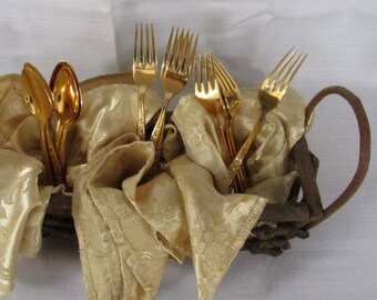 Rustic Twig Basket Tree Branch Basket Silverware Caddy