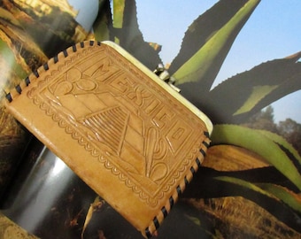 Portafoglio vintage in pelle, souvenir del Messico, portamonete accessorio