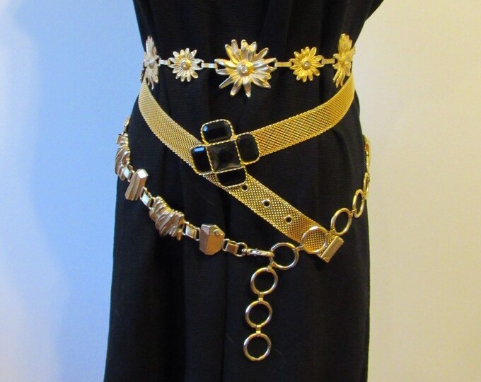 Vintage Ladies Gold Metal Belts Decorative Wrap Around Chain Etsy