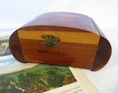 Vintage NC Souvenir Cedar Box Curved Art Deco Shape Trinket Box