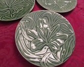 Vintage Green Majolica Lily Plate Bordallo Pinneiro Portugal Art Pottery Collectible EACH