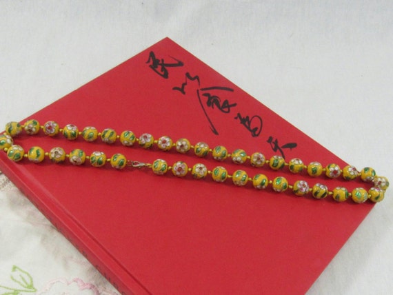 Antique Cloisonné Necklace Hand Knotted Asian Cho… - image 3