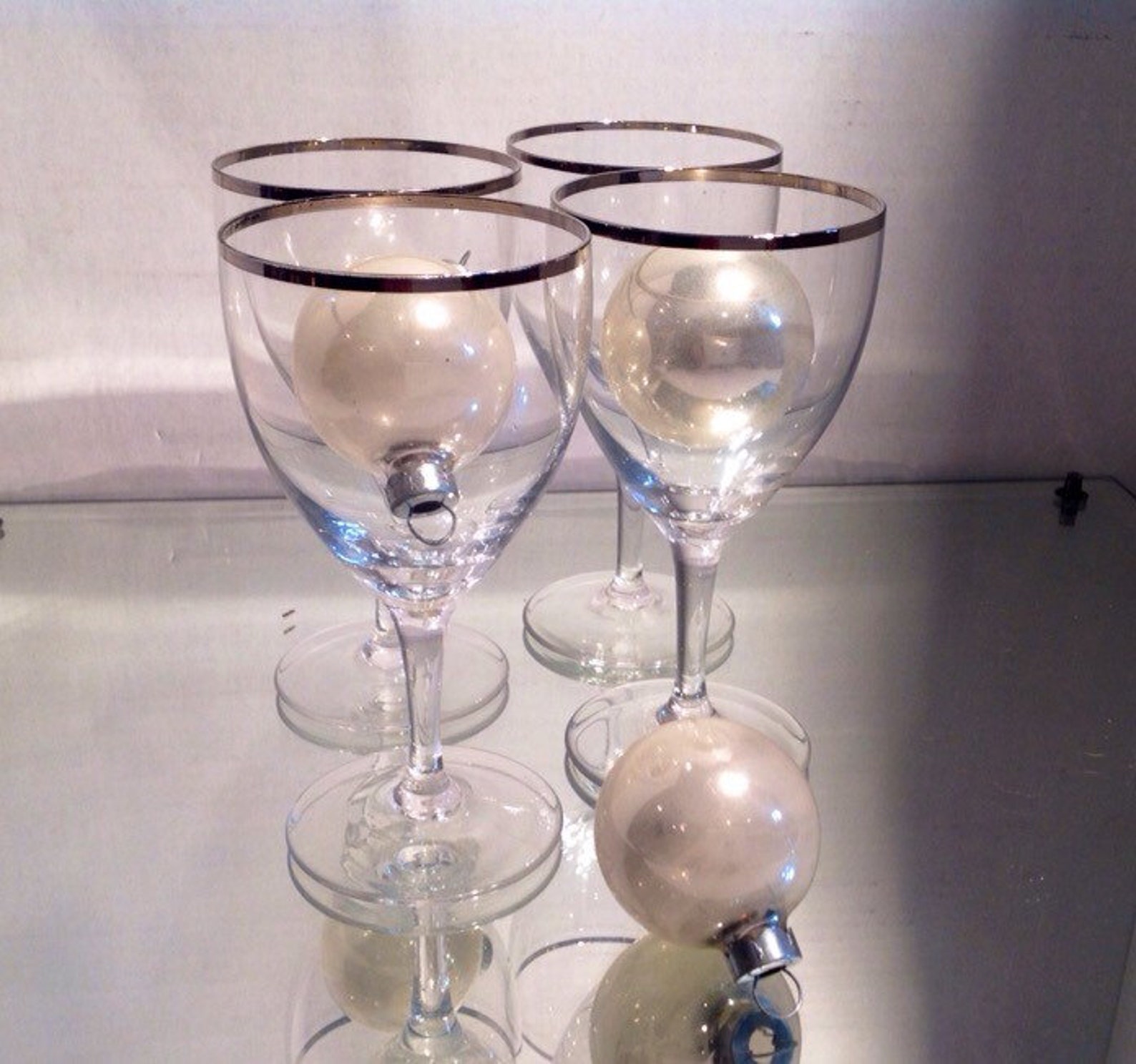 Vintage Silver Rim Crystal Wine Glasses Noritake Paris Vintage Etsy