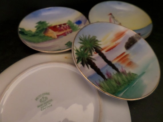 Antique Miniature Hand Painted Plates Porcelain Collectible Plate