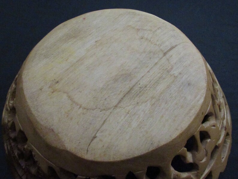 Hand Carved Primitive Wooden Bowl Cut Out Bowl Animal Carved wood Bowl Tribal Travel Decor Ethnic Style Collectible Wood Art
