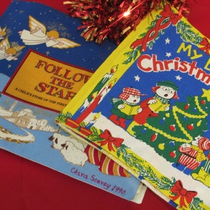 Vintage Handcrafted Fabric Children&#39;s Christmas Book EACH
