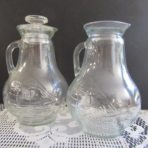 Vintage Pressed Glass Embossed Ship Pitcher EACH