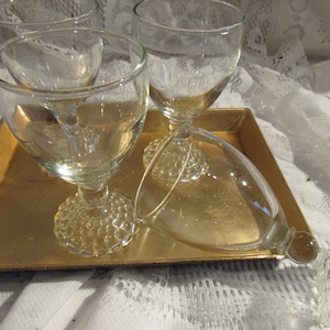 Vintage Anchor Hocking Beaded Stem Wine Glasses Hob Nail Anchor Hocking Boopie Set of 4 Mid Century