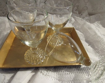 Vintage Anchor Hocking Beaded Stem Wine Glasses Hob Nail Anchor Hocking Boopie Set of 4 Mid Century