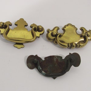 Vintage Chippendale Antique Brass Finish Drawer Handles Cabinet Pulls EACH Hardware Furniture Accessory
