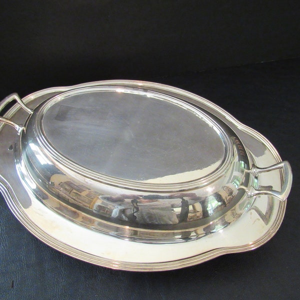 Vintage Silverplate Casserole Dish With Lid OXFORD English Silverplate