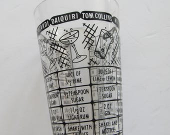 Vintage Federal Glass Mix Master Measuring Glass Cocktail MCM Barware Shaker