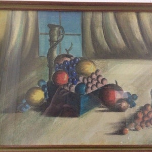 Mid Century Framed Still Life Pastel Original Art