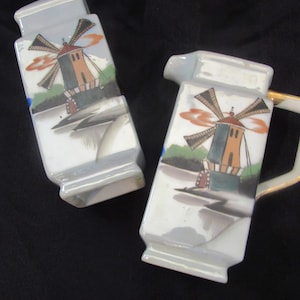 Vintage Porcelain MUFFINEER SET Sugar Shaker Creamer Set Hand-painted Lusterware