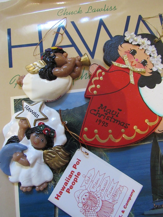 ハワイのクリスマスオーナメントと木製ブックマーク ハワイのクリスマスオーナメントと木製ブックマーク ハワイの