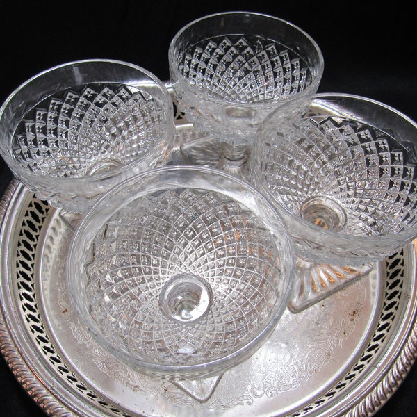 Vintage EAPG Coupes Westmoreland English Hobnail Low Sherbet Dessert Cups Set of 4 Craft Cocktails