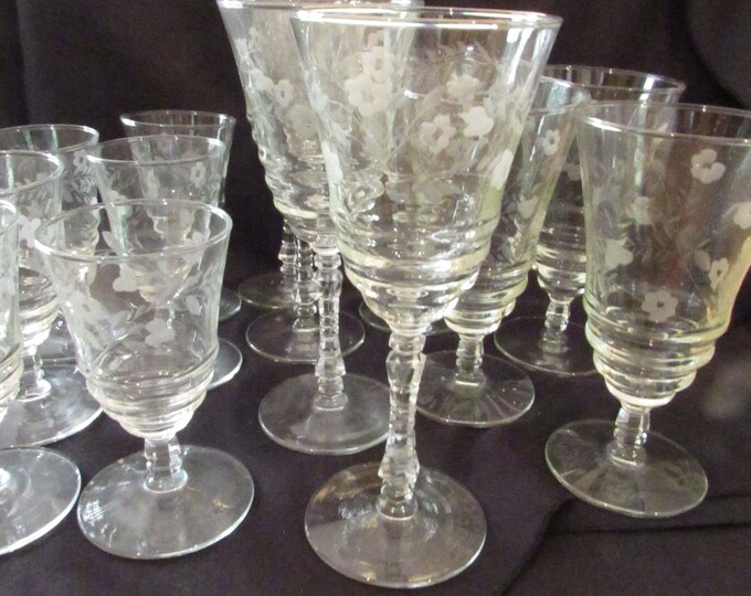 Vintage Etched Libbey Rocke Sharpe Halifax Glassware Sold in Sets Etsy