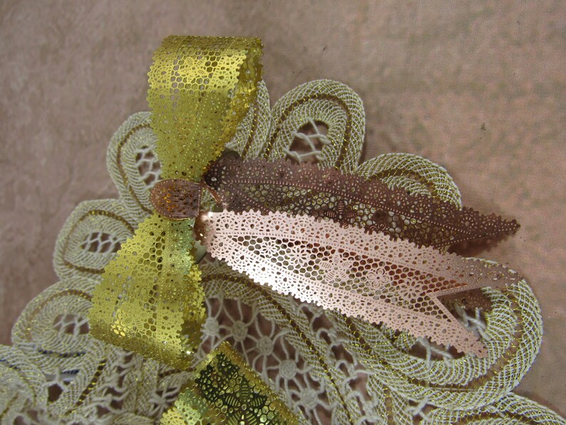 Vintage Gold Rose Gold Filligree Napkin Rings Bow Napkin Rings Set of 4