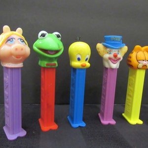 Vintage Kermit Miss Piggy Tweety Garfield Clown PEZ Candy Dispensers Each Circa 1970-1990&#39;s