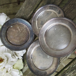 Vintage Patina Silverplate Roger Bread Butter Small Plate Set of 4