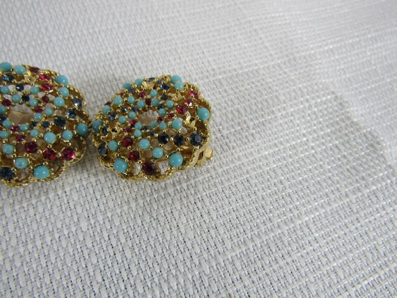 Vintage SARAH COVENTRY Jewel Encrsted Clip On EAR… - image 4