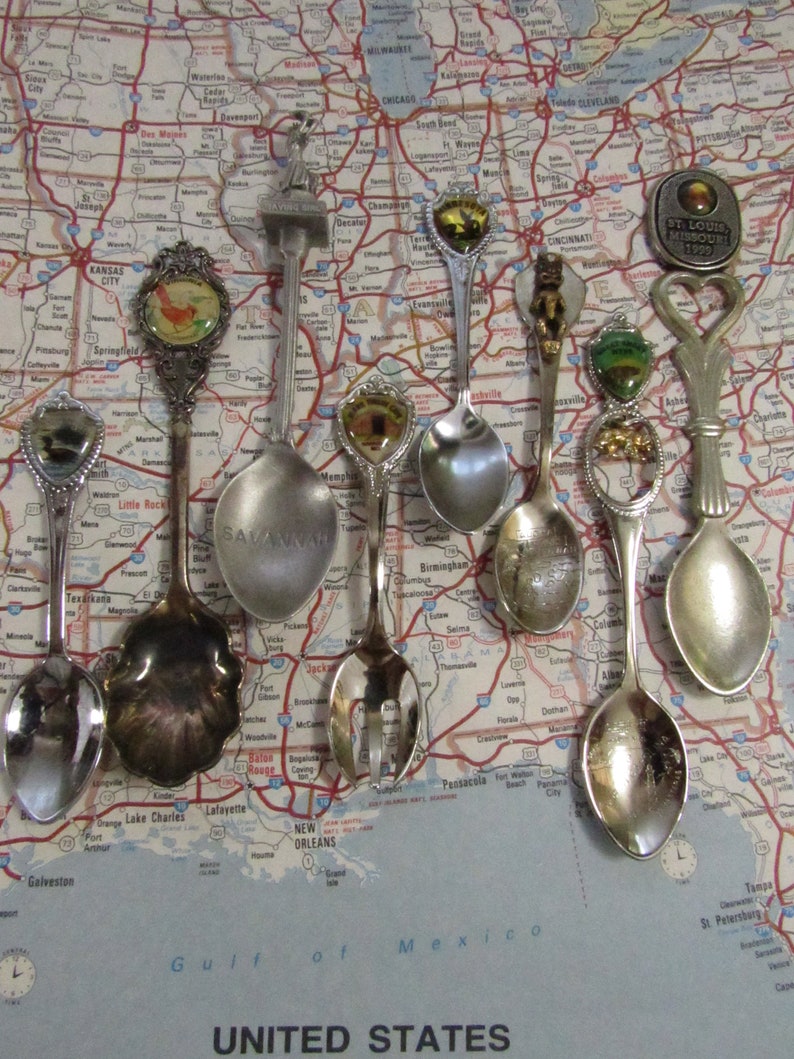 Vintage Souvenir State Spoons Travel Mementos Miniature Spoon Etsy