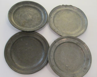 Antique PRIMITIVE 18th Century Pewter Plate EACH