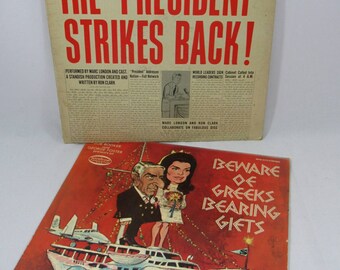 Vintage Mid Century LP Albums The President Strikes Back Kennedy Political Satire Comedy Beware of Greeks Bearing Gifts Jackie Aristotle