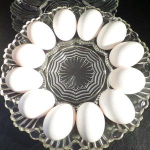 Vintage Pressed Glass Deviled Egg Plate Oyster Relish Dish image 2