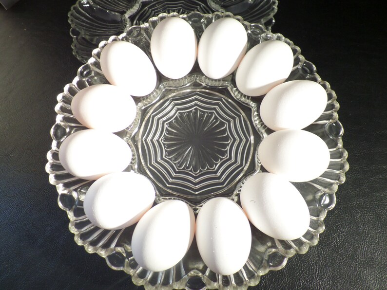 Vintage Pressed Glass Deviled Egg Plate Oyster Relish Dish image 2