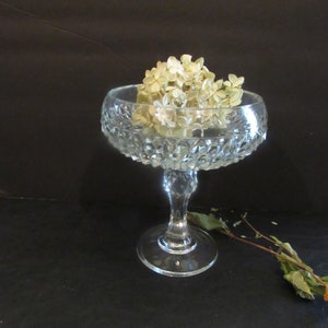 Vintage EAPG Indiana Glass Diamond Point Pedestal Compote Dish