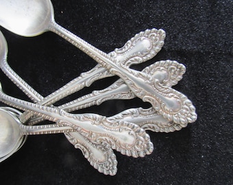 Antique Ornate Floral  WM A Rogers A1 Silverplate Teaspoon Set of 6