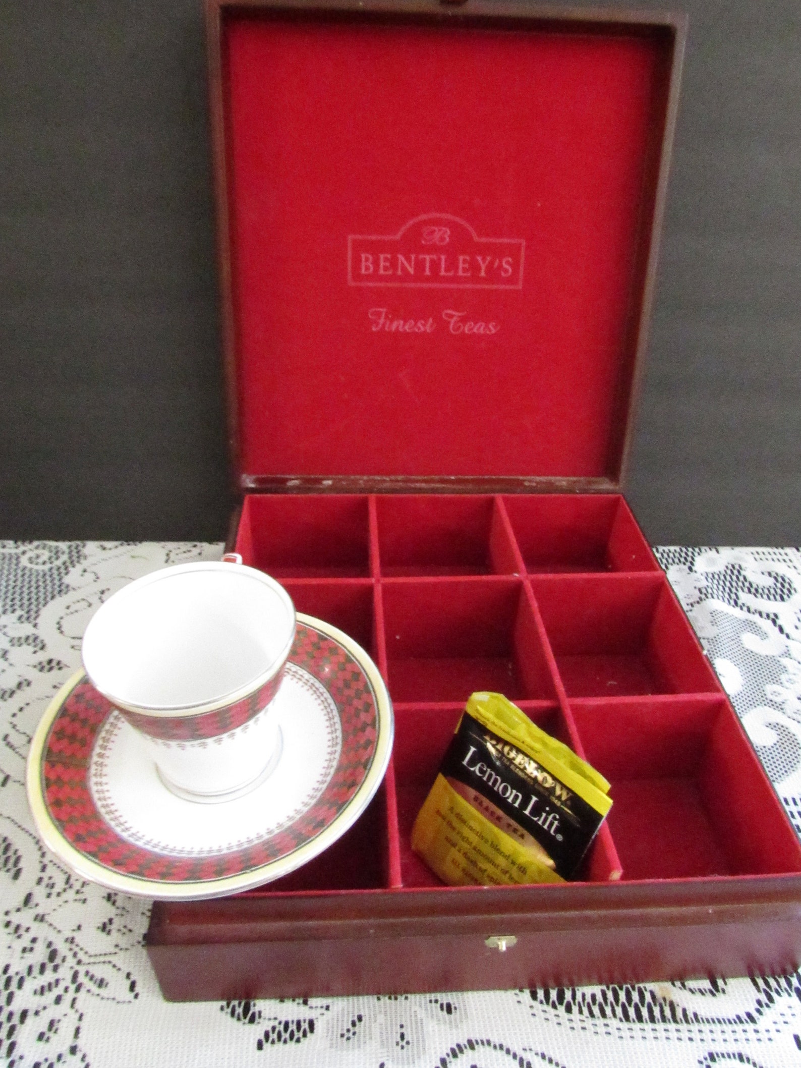 Vintage Wooden Tea Storage Box Bentley's Finest Teas Etsy