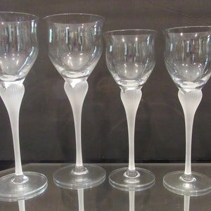 Vintage MIKASA SEA MIST Crystal Wine Glasses Mixed Set of 4 Discountinued Pattern