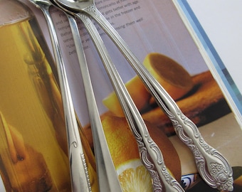 Vintage Mixed Pattern Iced Tea Spoons Set of 4 Milkshake/Ice Cream Sundae/Smoothie/Parfait Spoon Stainless Steel