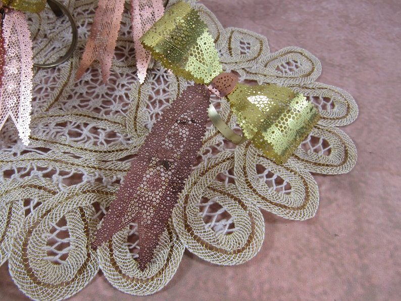 Vintage Gold Rose Gold Filligree Napkin Rings Bow Napkin Rings Set of 4