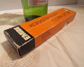 Vintage West German Bottle Opener Cork Lifter Korkenheber Emide in Box Bottle Stopper Wine Pourer