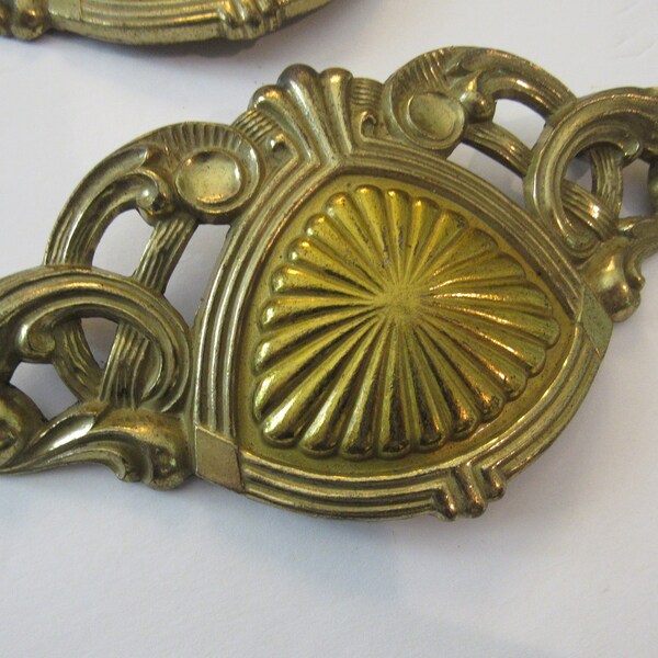 2 Cast Iron Antique Victorian Style Oval Drawer Pulls - Barn Door Handles