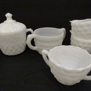 Vintage Milk Glass Creamer - Sugar Bowl - EACH - SERVEWARE