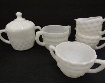Vintage Milk Glass Creamer - Sugar Bowl - EACH - SERVEWARE