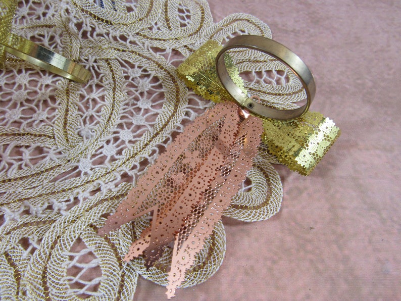 Vintage Gold Rose Gold Filligree Napkin Rings Bow Napkin Rings Set of 4