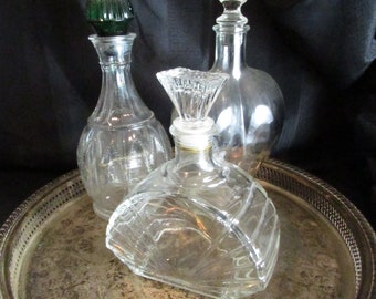 Vintage Unique Shape Pressed Glass Decanters EACH