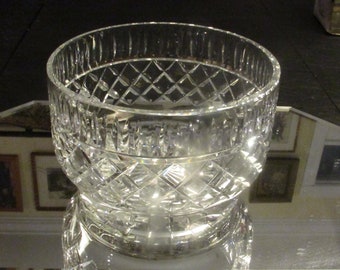 Vintage Faceted Lead Crystal Bowl, Heavy Serving Bowl