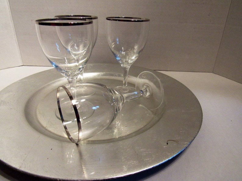 Vintage Silver Rim Crystal Wine Glasses Noritake Paris Vintage Etsy