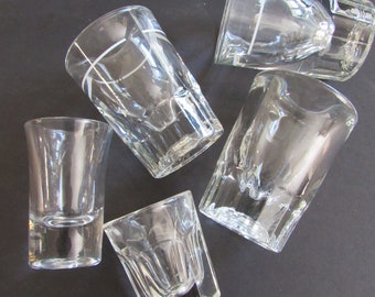 Vintage Weighted Shot Glass EACH With Measures Retro Barware Mid Century Bartender