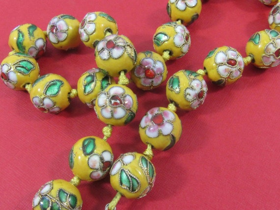 Antique Cloisonné Necklace Hand Knotted Asian Cho… - image 5