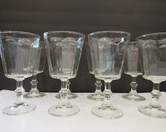 Vintage Anchor Hocking Wine Glasses COURTNEY CLEAR Set of 4 or 6 Retro Barware