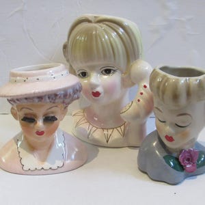 Vintage Lady Face Collectible Planter Circa 1950&#39;s EACH