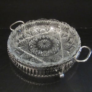 Vintage Footed Serving Dish Small Serving Bowl Pressed Glass